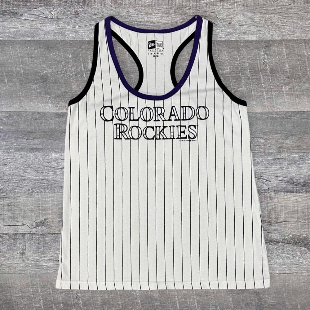 5th & Ocean Colorado Rockies Racerback Tank Top Juniors M White Cotton MLB